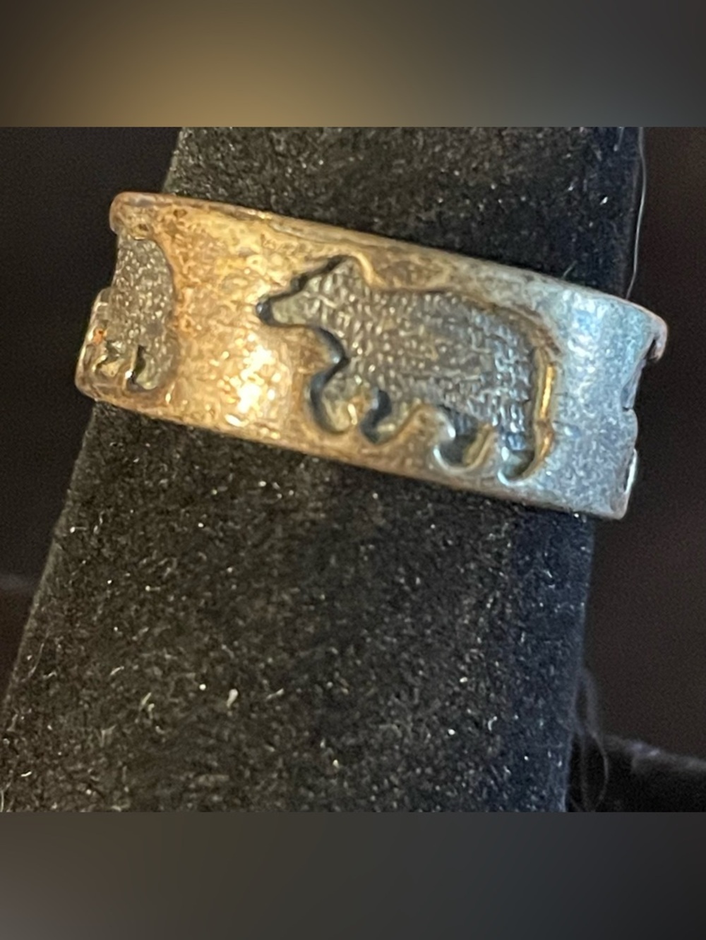 Vintage Navajo Ted Ott Sterling Silver 925 Bear Ring. Size 6. Southwestern